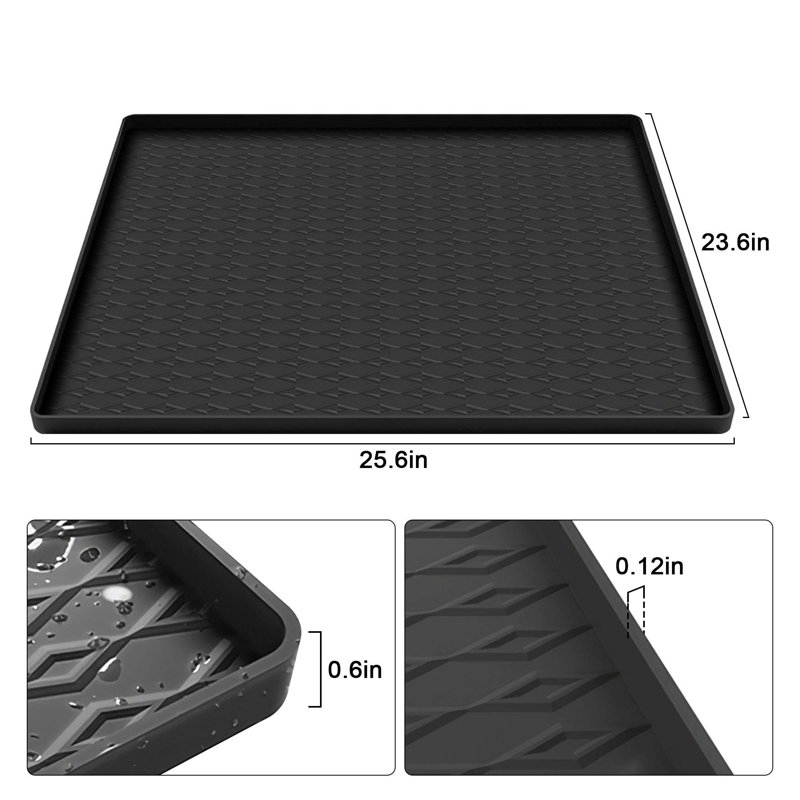 Tapis de protection pour laveuse et sécheuse, tapis antidérapant en silicone 25,6 po x 23,6 po pour machine à laver et sécheuse