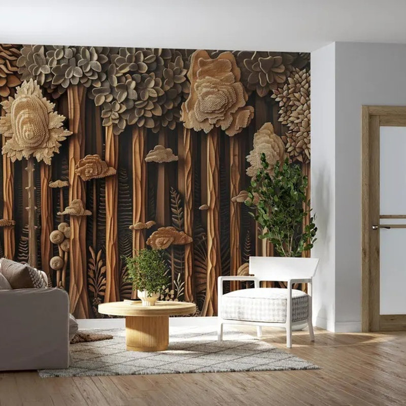 Forêt de bois texturé, L 96 po x l 108 po