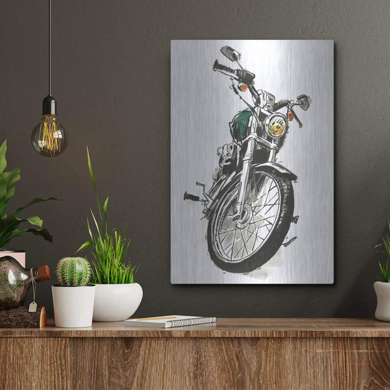 «Two Wheels Collection B» par Annie Warren, art mural en métal, H 16 po x l 12 po