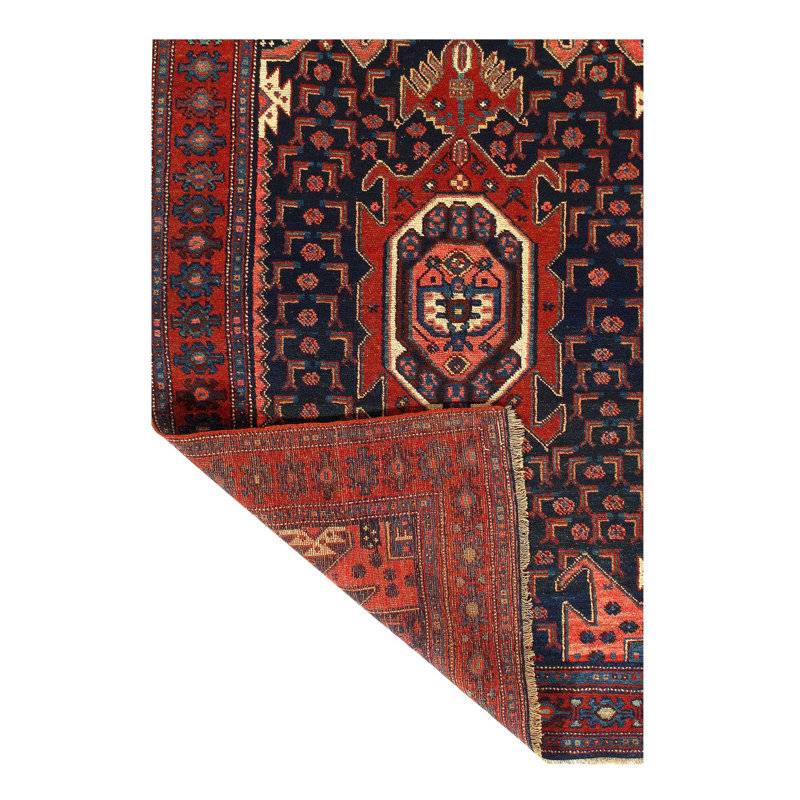 Tapis oriental rouge / noir en laine / coton 3 pi 11 po x 6 pi Oriental