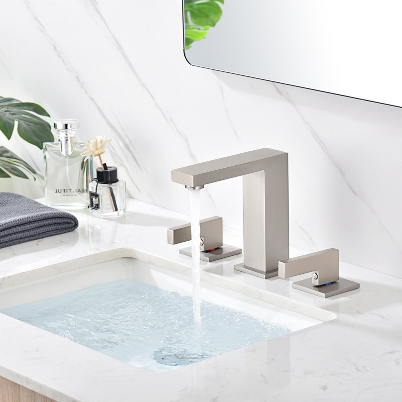 Robinet de salle de bain surdimensionné à 2 poignées à 2 poignées et robinet à 3 trous pour salle de bain de style rétro Summit, nickel brossé