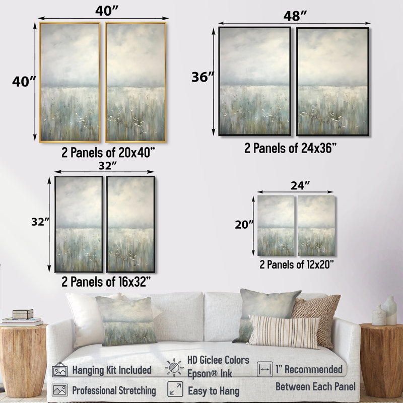 «Meadow Minimalisme Horizon I - paysages prairies, impressions sur toile, Noir, H 36 po x l 48 po