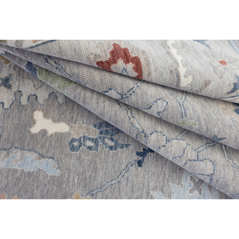 Hand Knotted Wool Floral Area Rug, Rectangle 8' x 10'