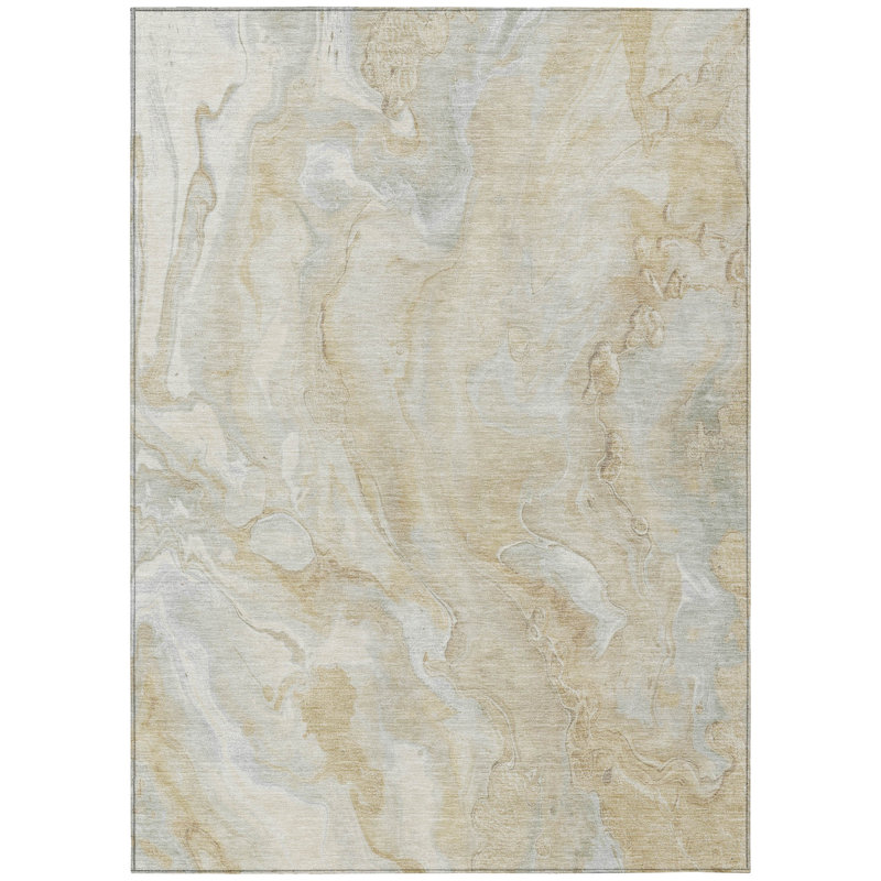 Tapis beige intérieur / extérieur lavable à la machine Cinead ACN1707, Rectangle 10 pi x 14 pi