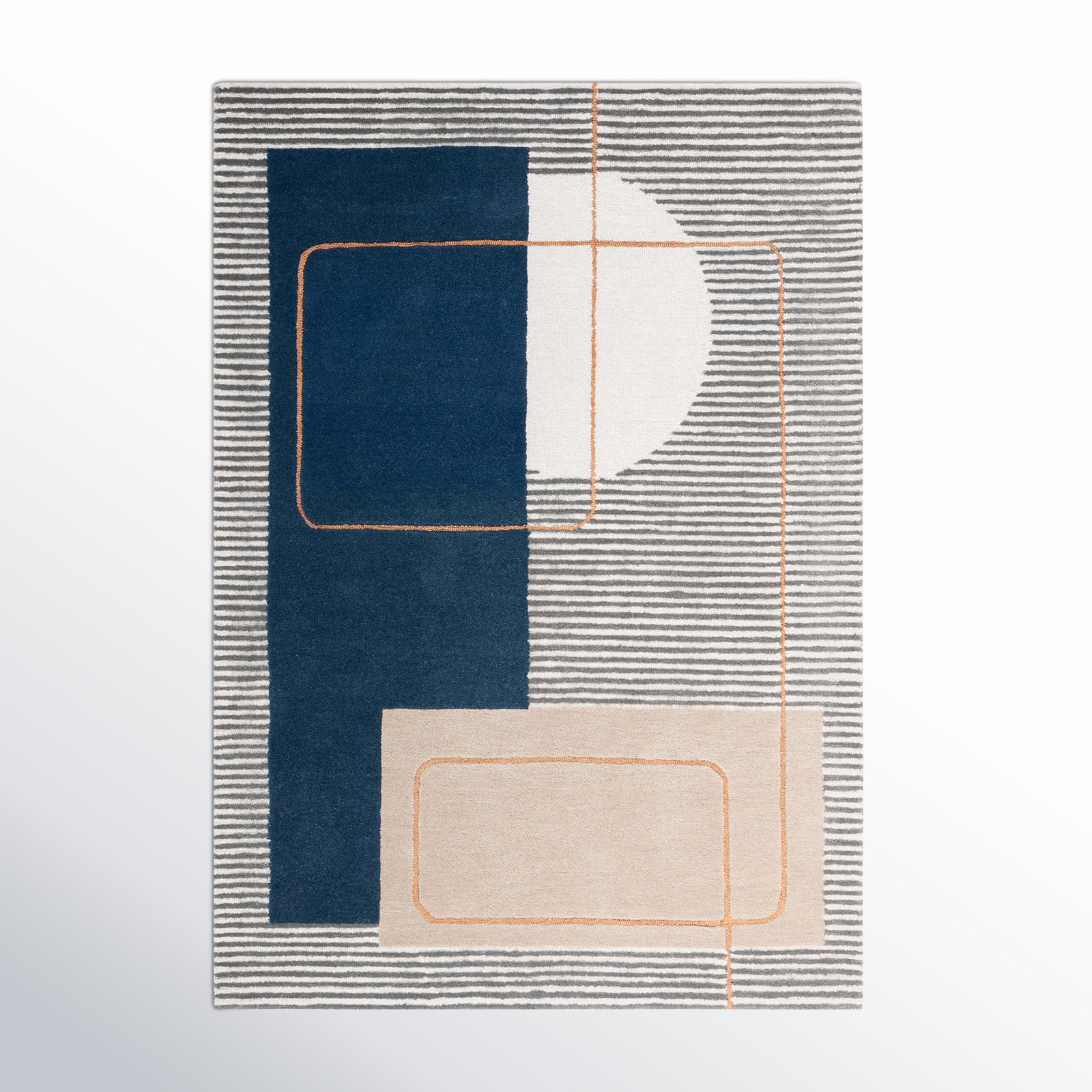 Lacy Hand-Tufted Geometric Wool Rug, Rectangle 3' x 5'
