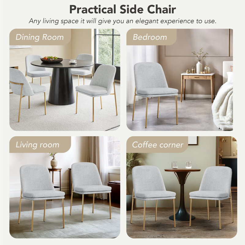 Angelick Dining Chair with Metal Frame, 3, White (Multi-Colored)