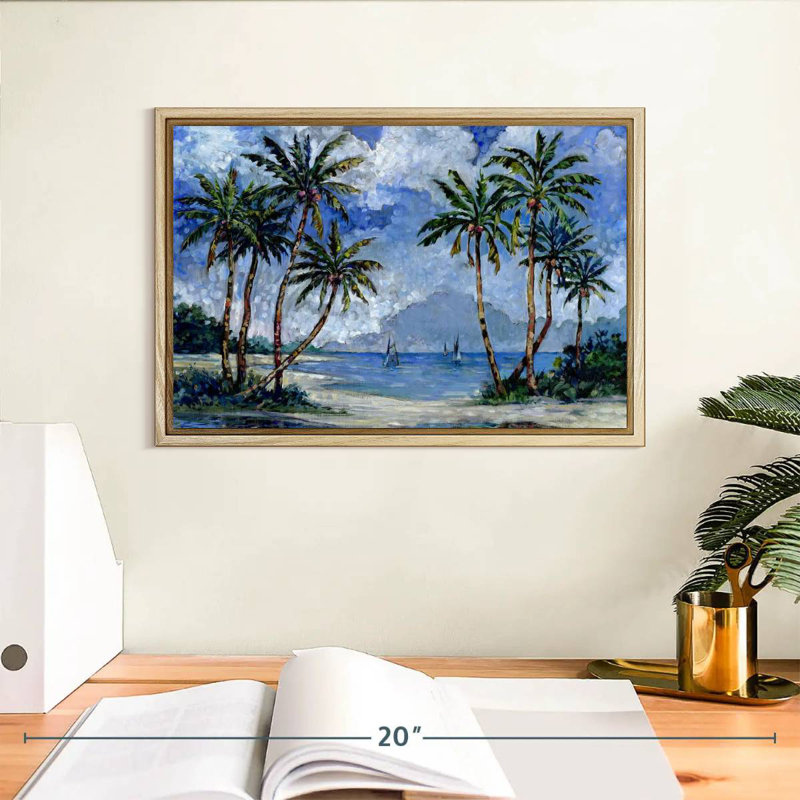 Impressions of Palms II, Cadre flottant en bois naturel, 13 po x 9 po