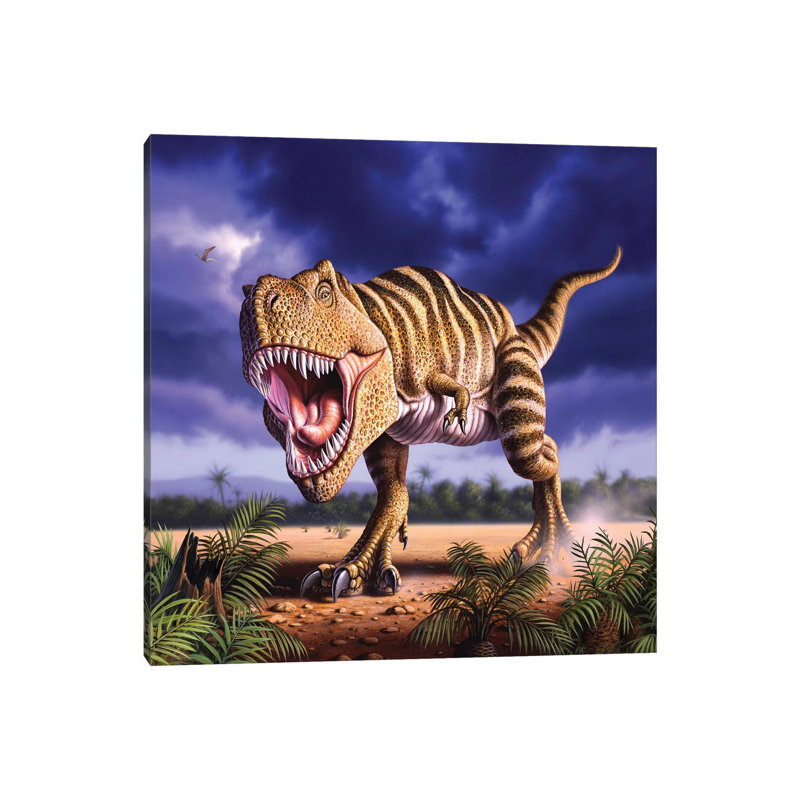 " A Tyrannosaurus Rex Attacks, Lit By The Late Afternoon Sun " by Jerry LoFaro, 12" H x 12" W x 0.75" D