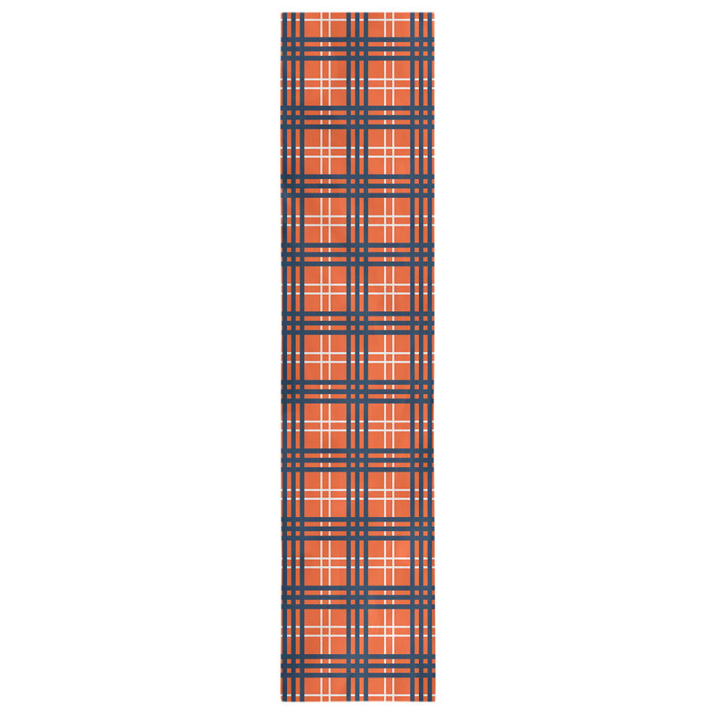 Paid Polyester Table Runner, 90" L x 16" W, Orange/White/Blue