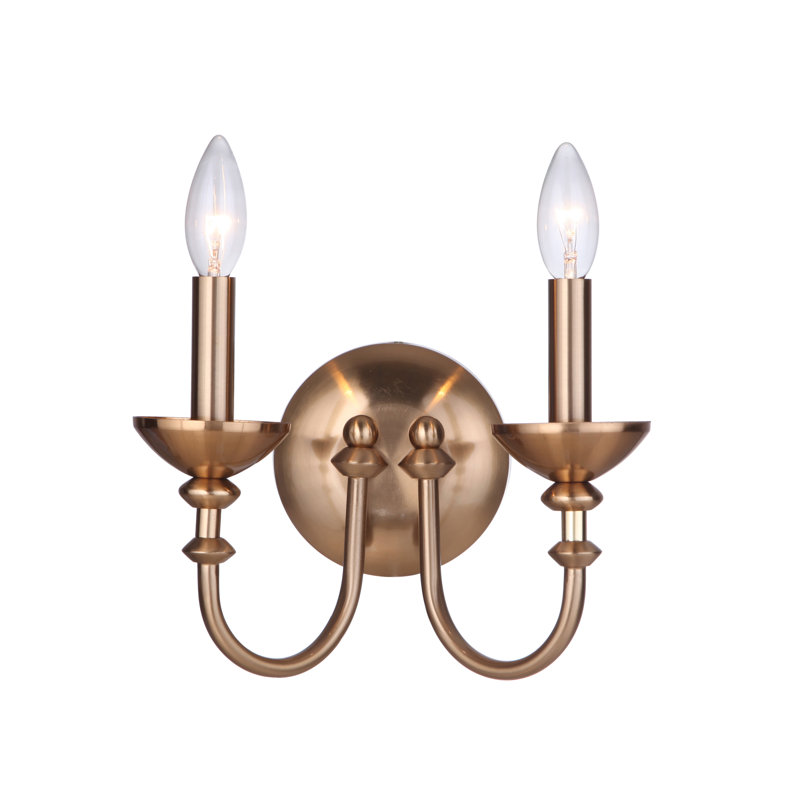 Amoi Candle Wall Light, Satin Brass