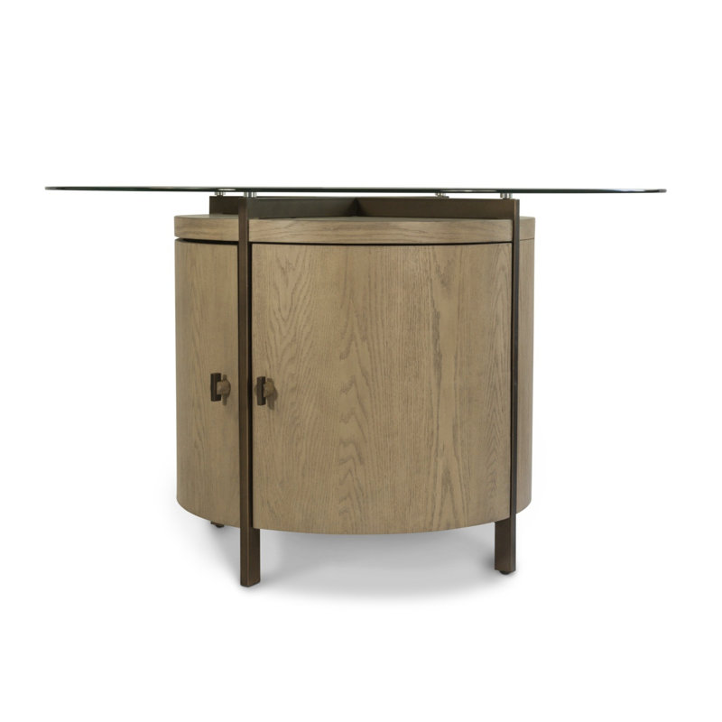 Rio Vista - Table de salle à manger ronde de 54 po avec rangement - tons terreux discrets et finition argile