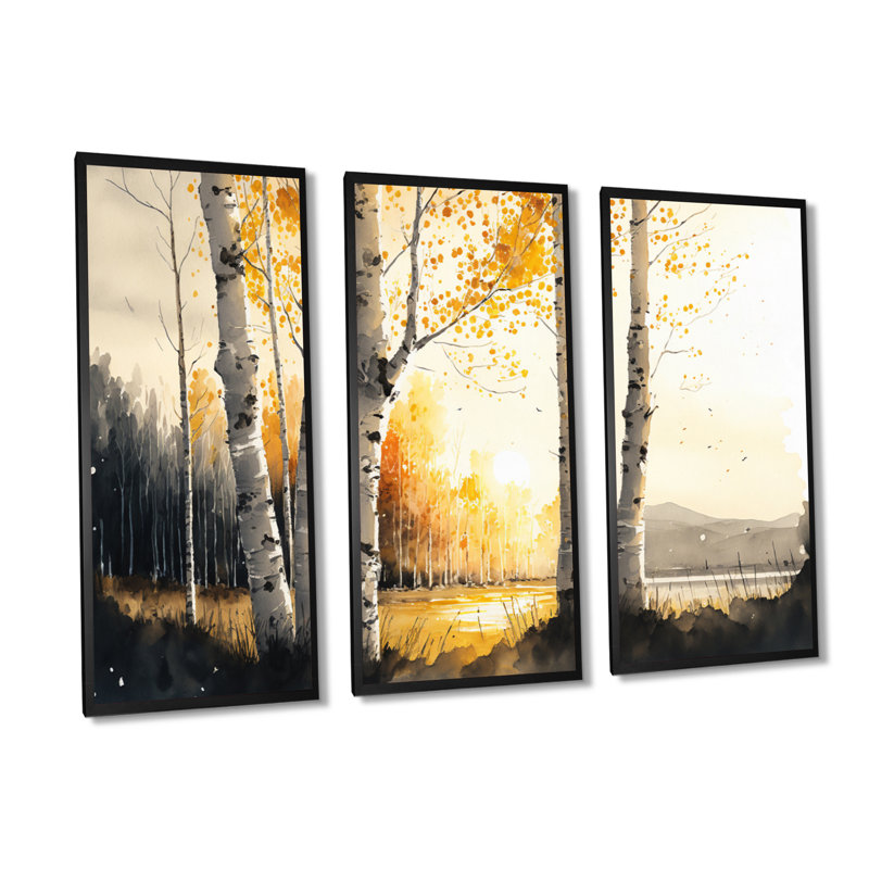 Zeynep - 3 pièces sur toile, Cadre flottant noir, H 28 po x l 36 po
