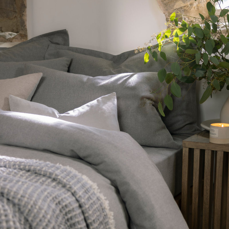 Flannel Marl Pillow Case, Silver, King Pillowcase