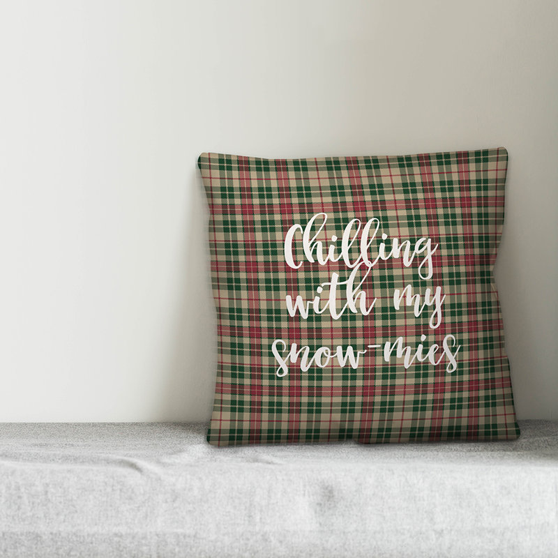  Coussin Snowmies in Tartan, Coussin décoratif