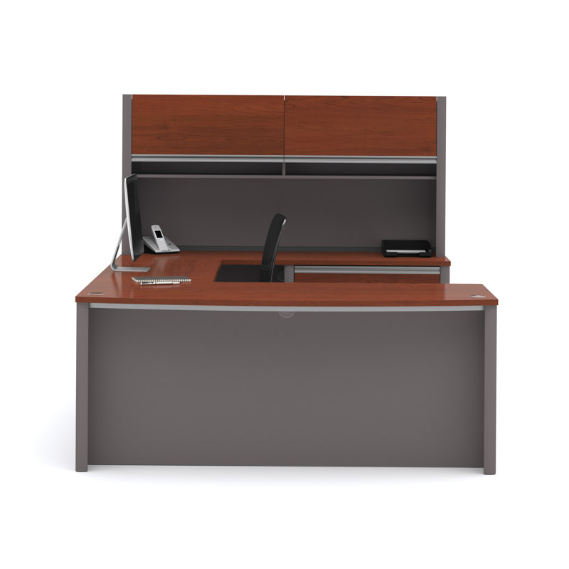 Operle U-Shape Executive Desk, Bordeaux/Slate