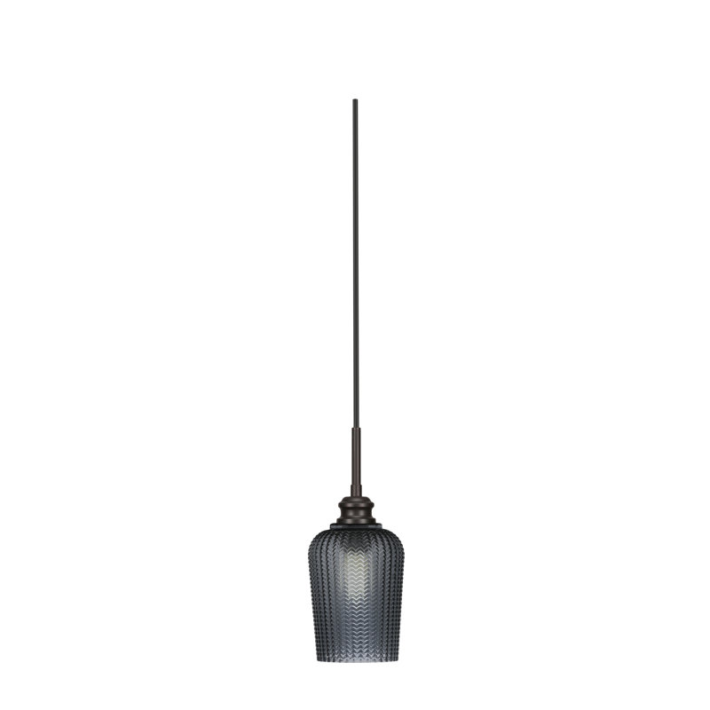 Mini-luminaire suspendu avec cordon Edge et verre texturé fumé 5 po, Espresso