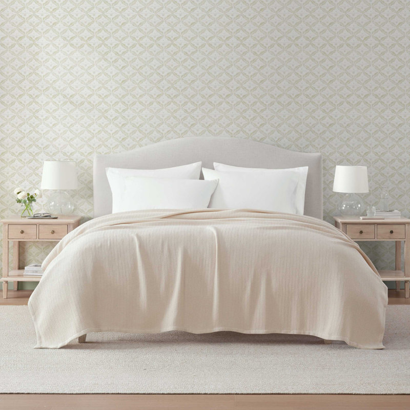 Couverture réversible en coton uni Martha Stewart Bedford, Grand lit, Rose