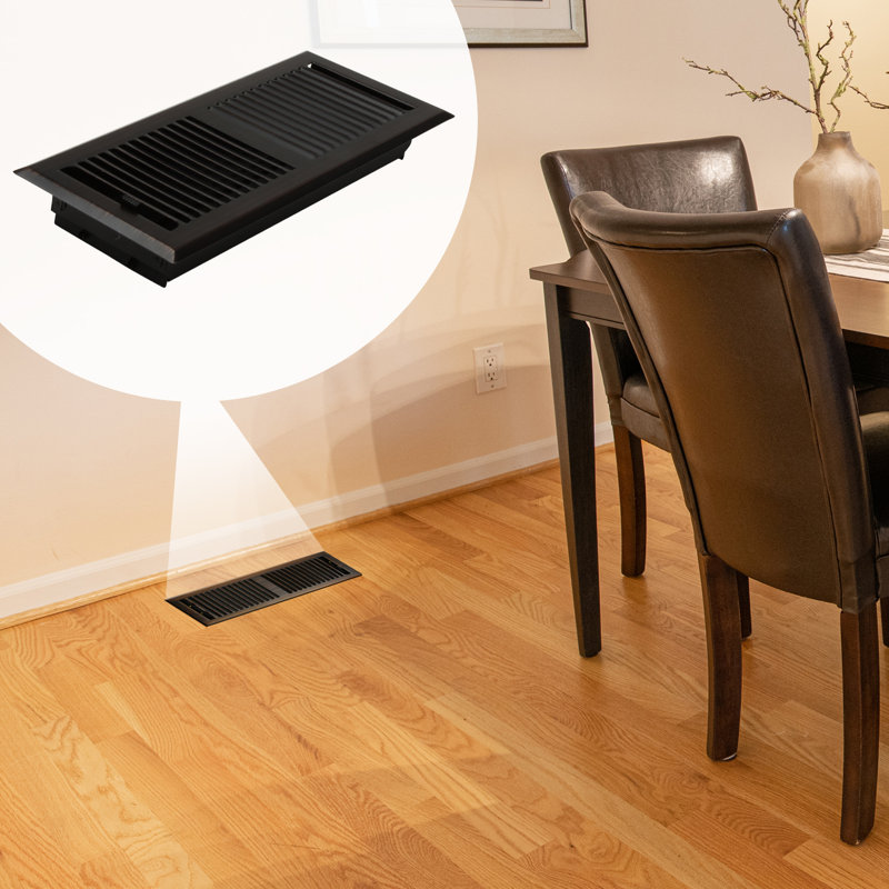 Oil Rubbed Bronze 4" x 10" Steel Floor Register with Trap Net
