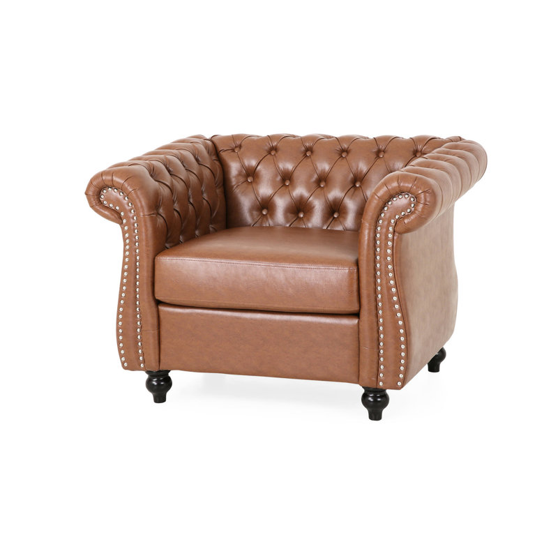 Chaise d’inspiration inspirée, revêtue de tissu d’unité centrale brun avec magnifique bouton capitonné de salon