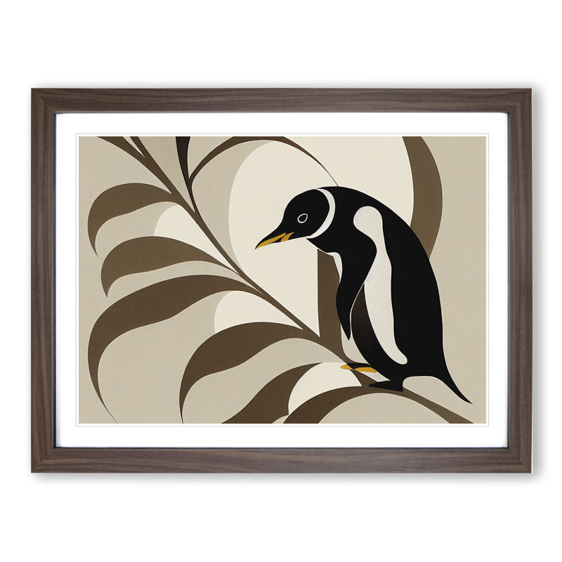 XH1022-6870X Penguin Art Nouveau Vol.1 Abstract - Single Picture Frame Print, 34cm H x 46cm W x 2cm D, Walnut