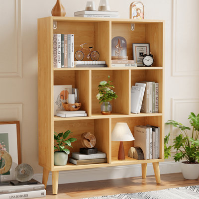 43.3" H x 31.5" W Wood Cube Bookcase Vertical Book Rack Library Shelves