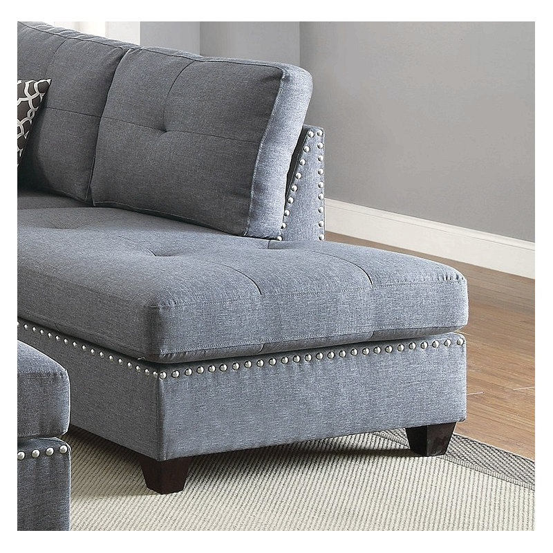 3 pièces Canapé modulaire avec coussins réversibles, Orienté à droite, Gris bleu clair