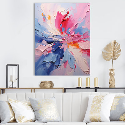 Encre rose et mauve, fleurs I - encre liquide, art mural abstrait