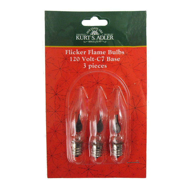 Kurt Adler Replacement Flickering Light Bulbs for UL0702 and UL0740 (Pack of 3)