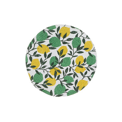 Napperon rond en coton imprimé à branches imprimées branches de citron - Ensemble de 12