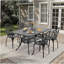 Ensemble de 5 meubles de patio en fonte d'aluminium avec structure noire et coussins de siège blanc cassé (même sku: W1710S00089)