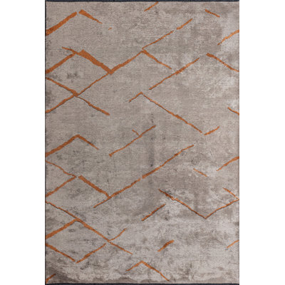 Tapis orange / beige / gris à motif géométrique de luxe