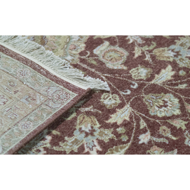 Tapis rouille et vert foncé noué à la main de haute qualité