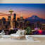Papier peint auto-adhésif Seattle Skyline Night Mt Rainier Distance-1673617271