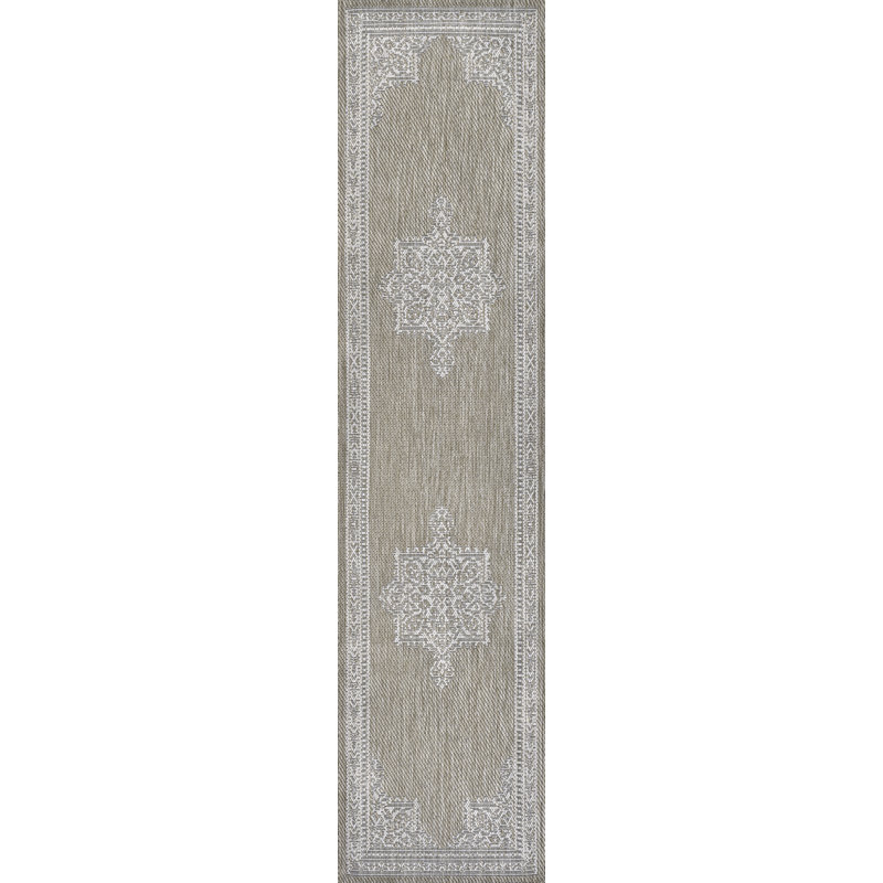 Hamler Vintage Casual Medallion Beige/Cream Indoor/Outdoor Rug, Runner 2' x 8'