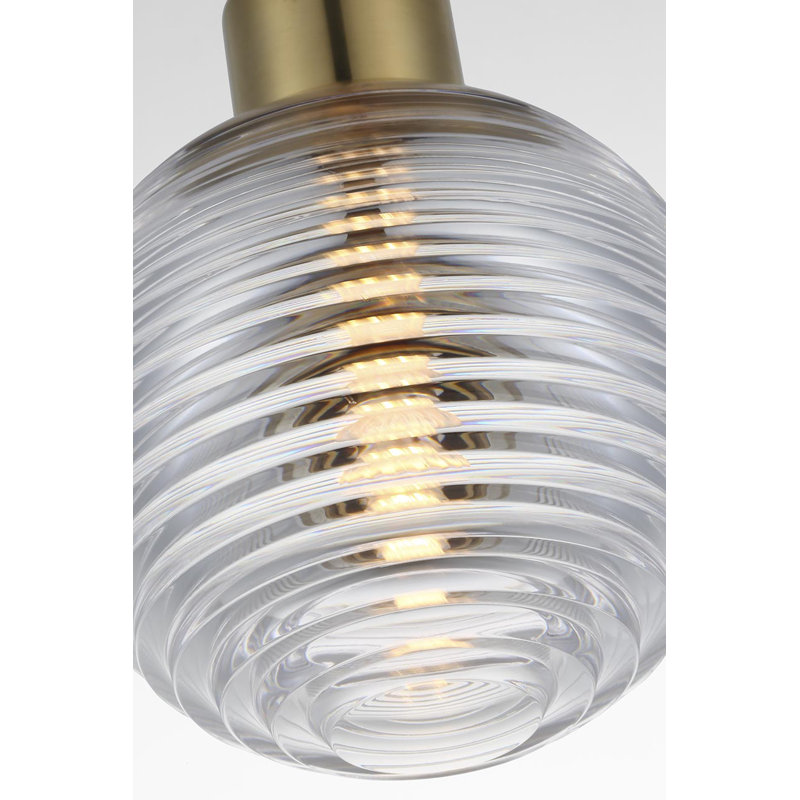 Waterford Circon 5" Mini Pendant with Clear Crystal, Natural Brass