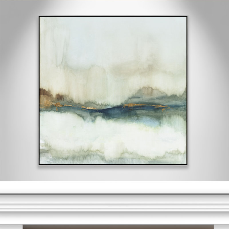 «Land Reflection», reproduction de la collection Square par Allison Pearce, Pas de tapis, Encadrement argenté