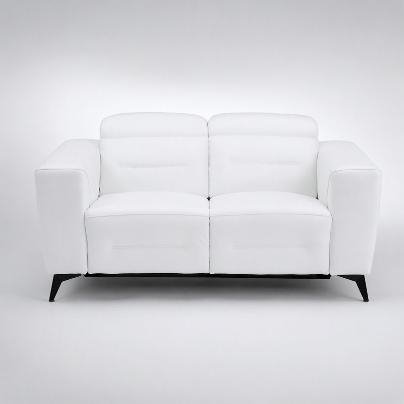 Causeuse en cuir italien de première qualité avec inclinable électrique Global United, Cuir blanc