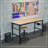 Adjustable Height Workbench, 60" Rubber Wood Top Heavy duty Workstation with Power Outlets, 2000 LBS Load Capacity Hardwood Worktable for Workshop, Garage, Office, Home