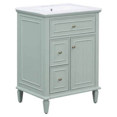 Anchorin 24" Modern Bathroom Vanity with Ceramic Sink and Solid Wood Construction
