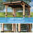 11 Ft X 10 Ft.Reinforced Wooden Hardtop Gazebo with Privacy Curtains and Solid Wood Bartop