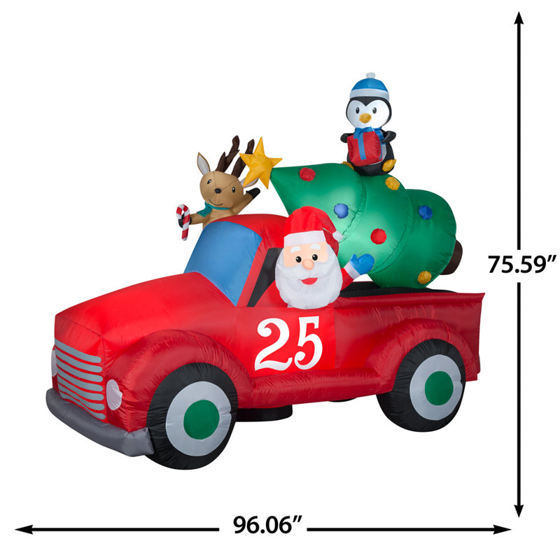 Lumières de Noël Airblown® Père Noël gonflable dans un camion d'époque