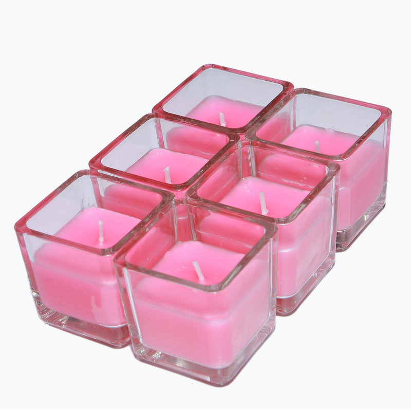 Unscented Votive Candle with Glass Holder, Hot Pink, Set of 96