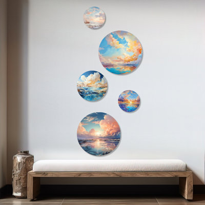 Calvo - ensemble de 5 art mural liquide avec nuage de nuages