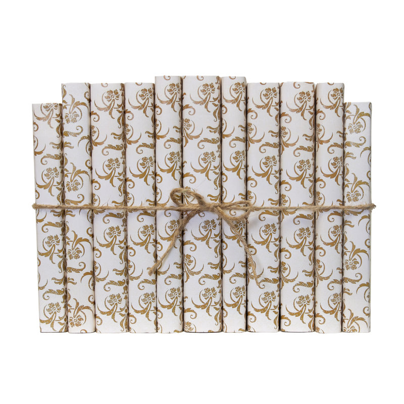 Decorative Books - Golden Vine Paper Wrapped Book Bundle - 1 Foot of Books