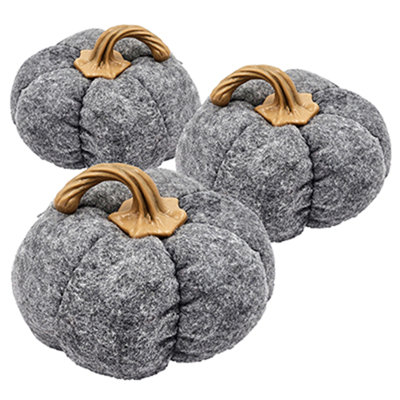 Set Of 3, 8.3X8.3X5.5" Gray Pumpkin, Pumpkin Ornament Decor For Holiday Harvest Festival Fall Festival & Thanksgiving