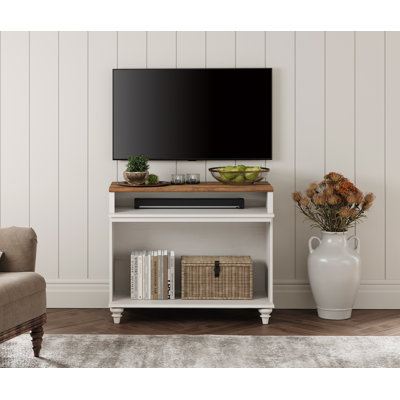 Scarlett TV Stand For 43 Inch TV, Wood TV Console Table Storage Cabinet For Living Room, End Table With With Storage Shelf, White
