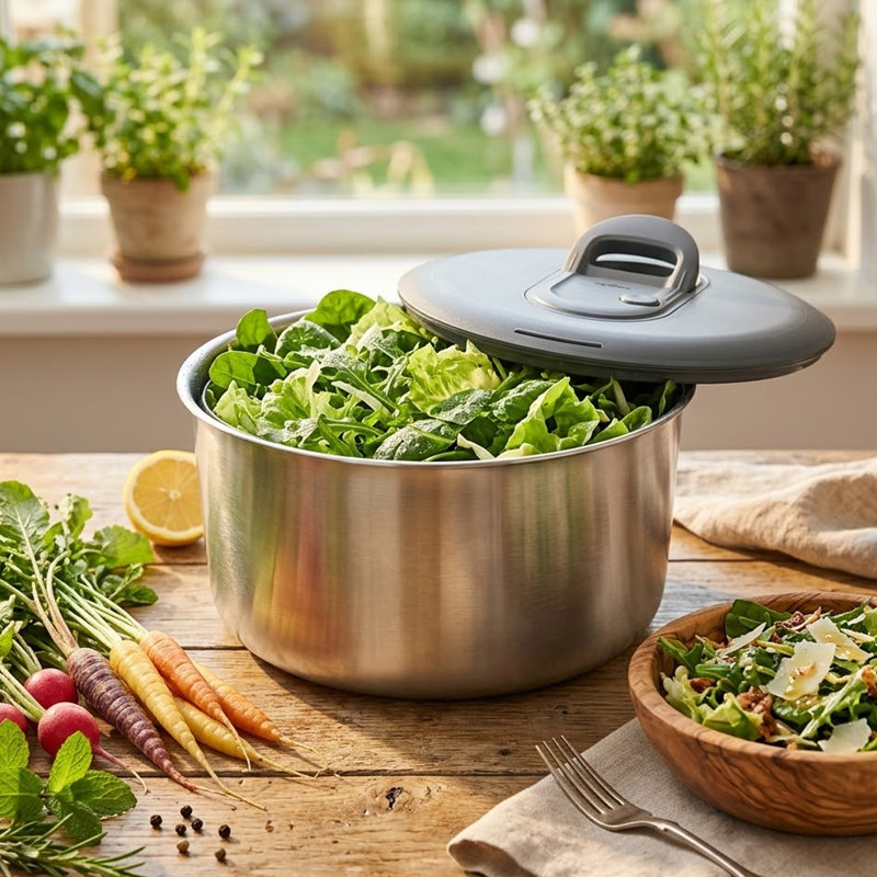 Zyliss Stainless Steel Salad Spinner, 14.7cm H x 27.7cm W