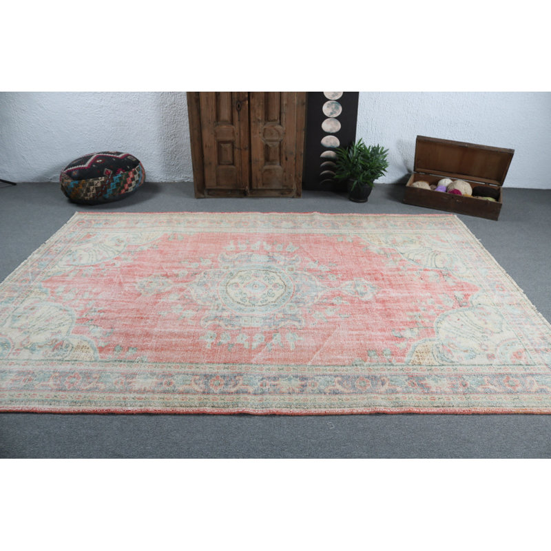 Le tapis turc Oushak fait à la main de couleur rouge riche offre un style éclatant pour les salons et les chambres
