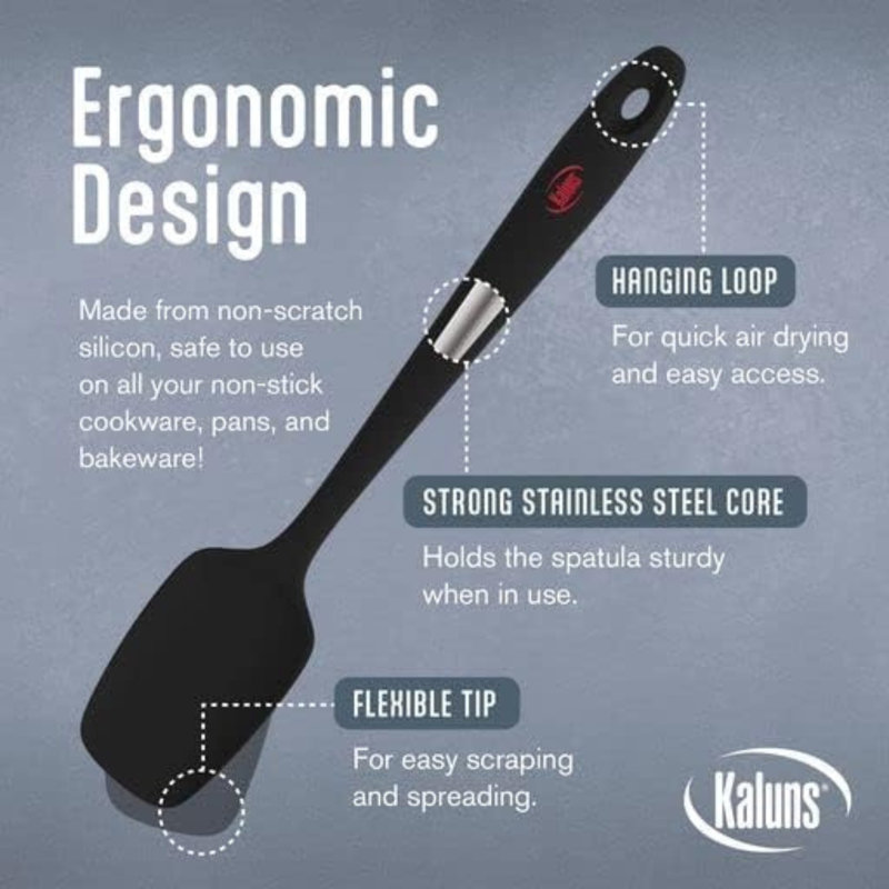 Kaluns Silicone Spatula Set, 4-Piece Heat Resistant Rubber Spatulas with Stainless Steel Core, 600°F Nonstick Safe, Dishwasher Safe, Bonus Tongs Included