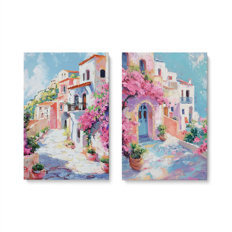 Ensemble de 2 impressions Amalfi Blooming Pathway, Toile tendue, 30 po x 20 po